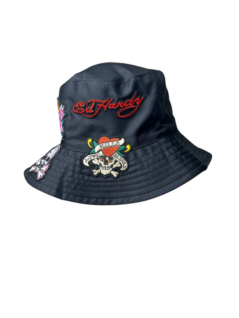 Ed Hardy NWT Black Tiger/Skull Patch Womens OS Bucket Hat